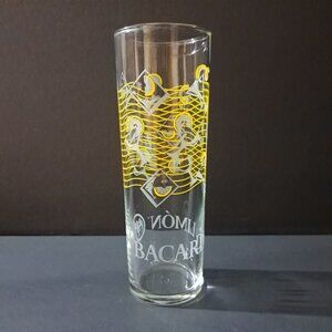 Bacardi Limón Rum Glass 7" Tall Yellow Citrus Design Barware Pint Drink Glass